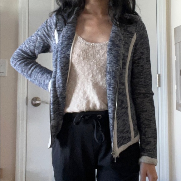 XXS Marled Blue Zip-up Sweater Jacket - Picture 3 of 4